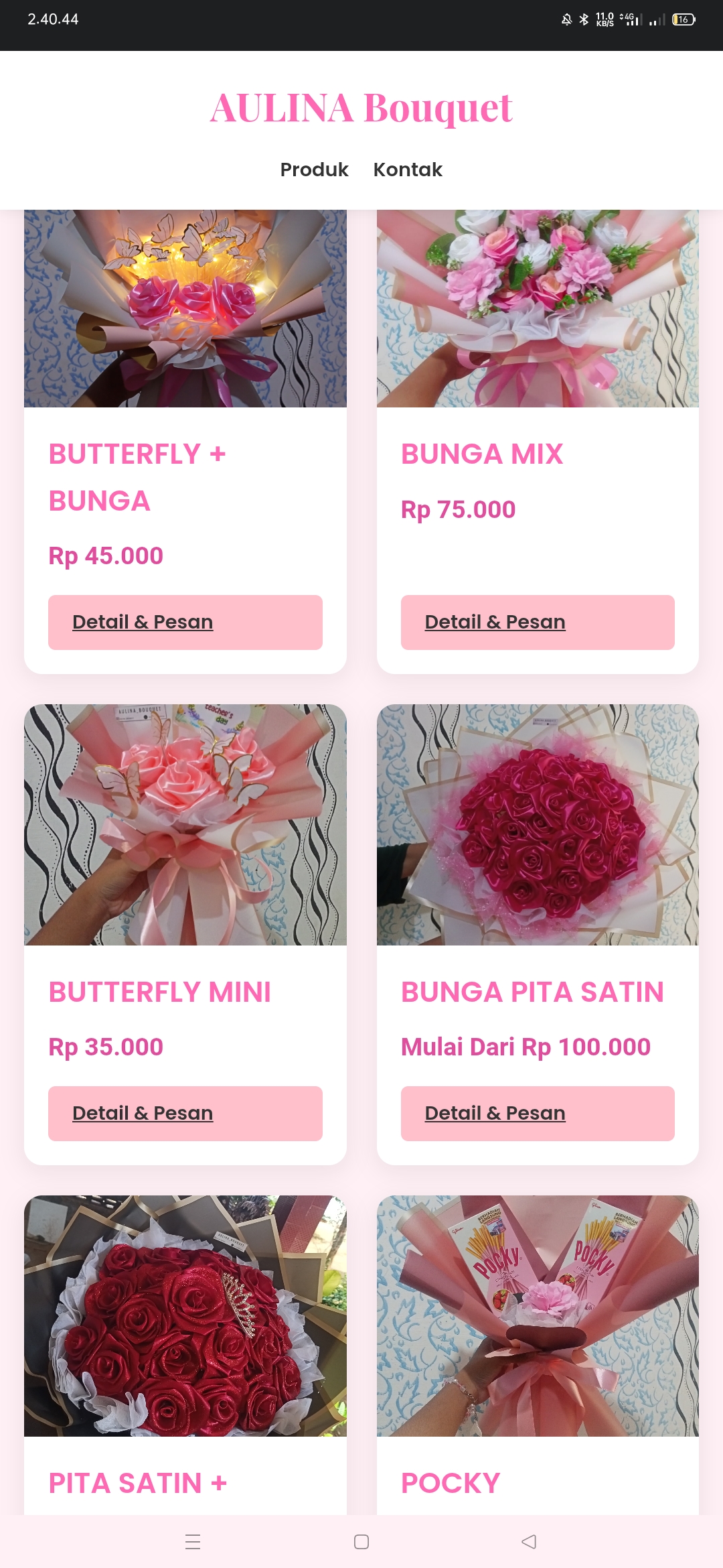 Website Toko Bouquet AULINA